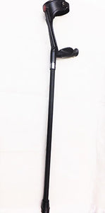 ossenberg non-adjustable forearm crutches with open cuff and anatomic soft handgrips. Color: black