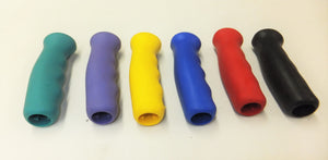 Kowsky ergonomic handgrips for crutches in several colors: turquoise, lilac, yellow, blue, red, black