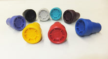 Load image into Gallery viewer, Kowsky standard crutch tips for adults in several colors: lilac, black, grey, turquoise, blackberry, blue, red, and yellow