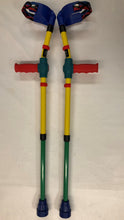 Load image into Gallery viewer, Blue Open Cuff w/strap fixed onto Red adjustable insert post/ Main Yellow support tube w/Red Clips/ Turquoise lower adjustable insert tube w/Blue Tip/ Turquoise-Black Plastics/ Red Ergonomic (Round) Soft handgrip on hand support post.