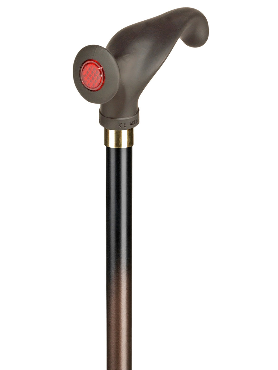 Wooden walking stick in brown with round hook grip made of plastic in brown  - Ossenberg GmbH