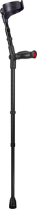 german ossenberg high-quality forearm crutches with closed cuff and anatomic soft handgrips. Color: black