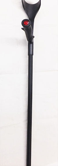ossenberg non-adjustable forearm crutches with open cuff and anatomic soft handgrips. Color: black