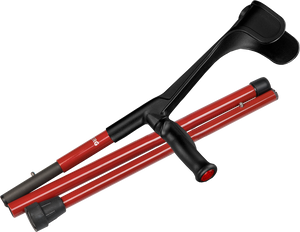 ossenberg carbon folding travel crutches in red - folded