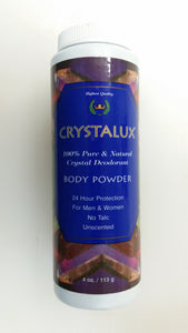 This AMAZING natural mineral salt powder provides 100% all natural 24 hour maximum odor protection. This incredible natural mineral salt and cornstarch powder simply improves the skin's pH level and eliminates odor while controlling wetness, naturally. Ideal for Foot odor, sensitive, intimate and underarm areas. Unscented and no aluminum chlorohydrates, zirconium or chemical additives.
