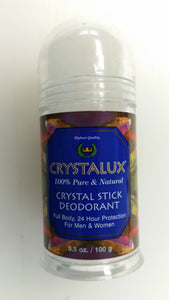 This AMAZING natural mineral stick provides 100% all natural 24 hour maximum odor protection. This incredible natural mineral salt simply improves the skin's pH level and eliminates odor. Unscented and no aluminum chlorohydrates, zirconium or chemical additives.