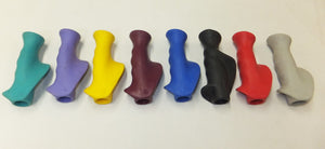 Kowsky anatomic handgrips for crutches in several colors: turquoise, lilac, yellow, blackberry, blue, black, red, grey.